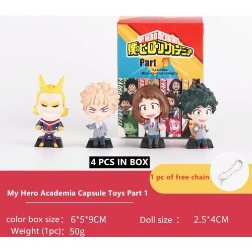 4 PCS/LOT My Hero Academia Capsule Mini Toys Model Dolls Figure Izuku Midoriya Katsuki Bakugou Shouto Todoroki Eraser Pendants