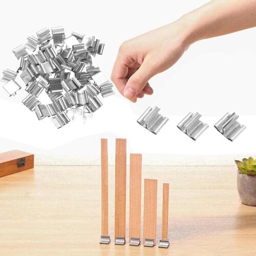 50pcs Wood Candle Wicks Base Sustainers Tab Stands Handmade Candle Making DIY Craft Candle Wick Decor