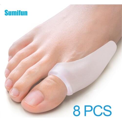 8pcs=4pairs Soft Silicone Toe Protector Shield Bunion Pad Hallux Valgus Thumb Adjuster Toe Separator Foot Care Pedicure D2860