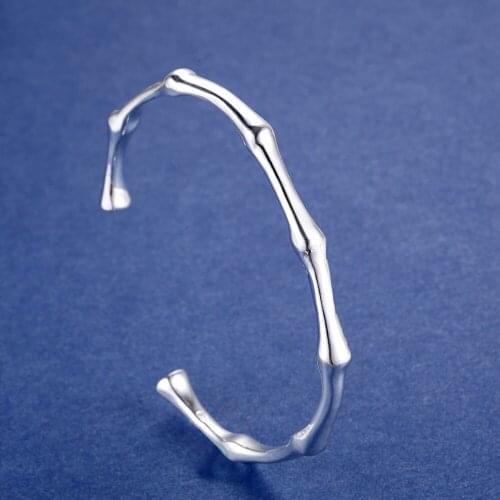 AB069 Wholesale Pretty Silver Plated Bangles For Women Wholesale Free Shipping Charm Christmas Gifts Fashion Bamboo Bracelets