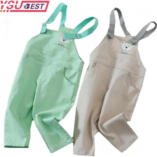 2021 Fashion Children Denim Pants Spring Autumn New Baby Overalls Boys Girls Cartoon Denim Overalls Kids Casual Pants Korean