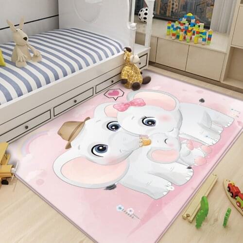 Hot Sale Flannel Baby Hand Print Rectangle Children Carpet Balloon Cute Elephant Pattern Non-Slip Baby Play Children Carpet