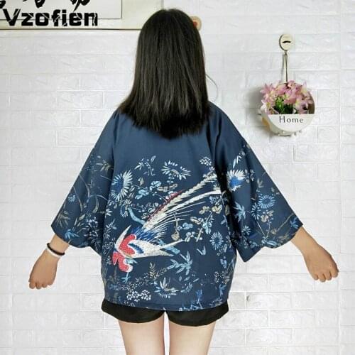 Kimono Cardigan Japanese Harajuku Ancient Phoenix Coat Sunscreen Kimono Vintage Cardigan Traditional Japanese Samurai Yukata