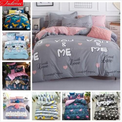 4pcs Bedding Set Fitted Sheet BedSpread Duvet Cover Quilt Pillow Case Bedclothes Kid 1.35m 1.5m Bed Linen Single Queen Full Size
