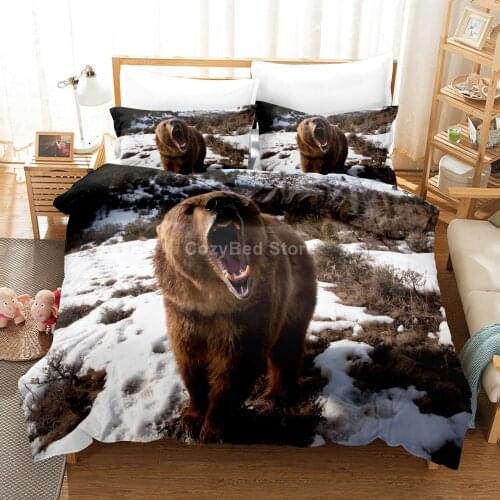 Animal Brown Bear Bedding Set 3d Duvet Cover Sets Comforter Bed Linen Twin Queen King Single Size Home Decor Fashion Scenery