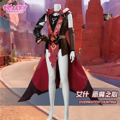 2020 OW Ashe Demon Hunting Cosplay Costume Ashe Top+Pants+Cloak Outfit halloween Skin Handsome Woman Costume
