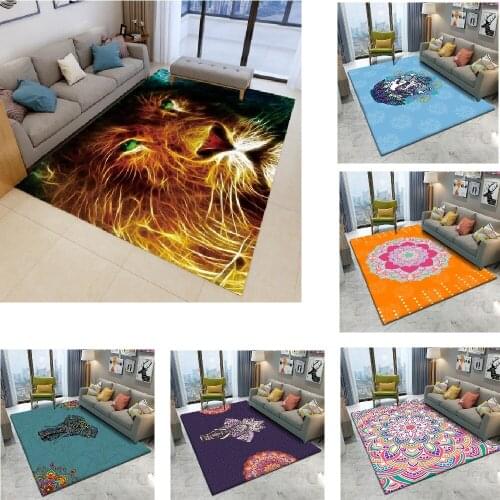 Lion elephant pattern rugs rugs for bedroom home 3d carpet bedroom decor carpets for bed room large living room rug large carpet