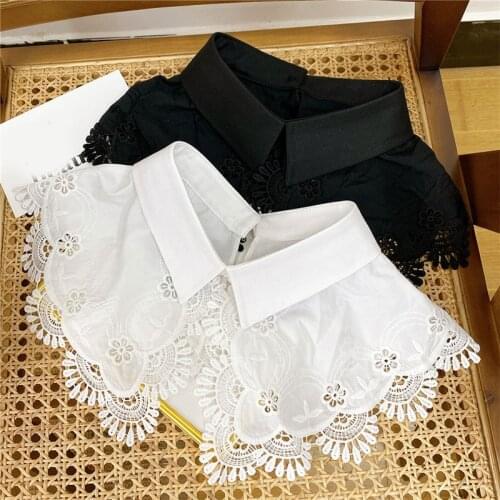 Sweet Lace-up False Collars Sweet Shirt Sweater Tops Doll Collar Women Clothing Accessories White Black Decorative Collar 2021