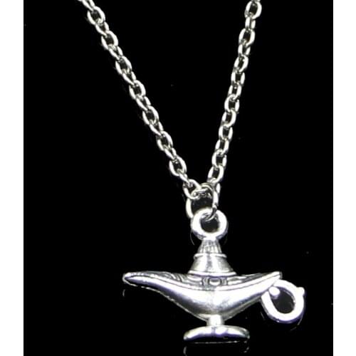 Fashion 22*18mm Aladdin Magic Lamp Genie Pendant Necklace Link Chain For Female Choker Necklace Creative Jewelry party Gift