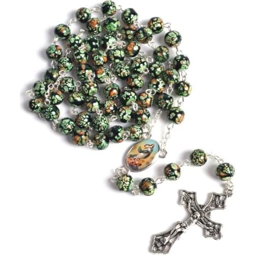 Fashionable Religious Round Beads Rosary Necklace Immaculate Conception Rosary Centerpiece