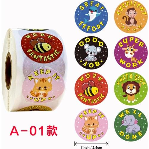 500 pcs/pack cartoon aniamls sticker teacher reward stickers school student encouragement words for kids toy sticker