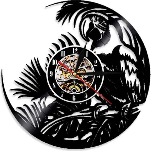 Quaker Parakeet Silhouette 3D Wall Clock Modern Design Amazons Tropical Bird Parrot Vinyl Record Decorative Time Clocks