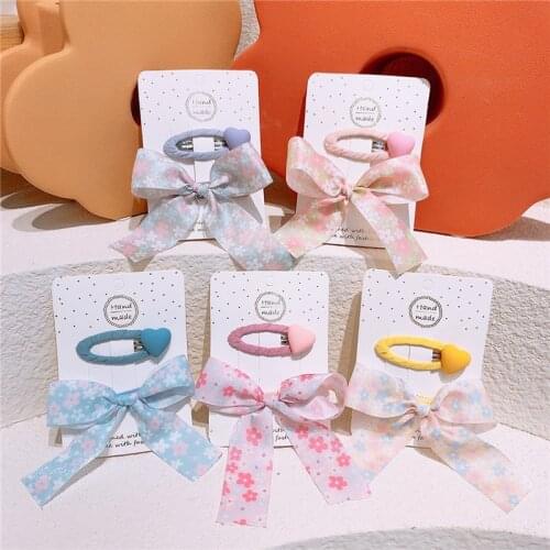 New Korea Sweet Girl Princess Floral Bow Hairpins Hair Accessories Fashion Simple Colorful Love Childrens BB Clip Headdress
