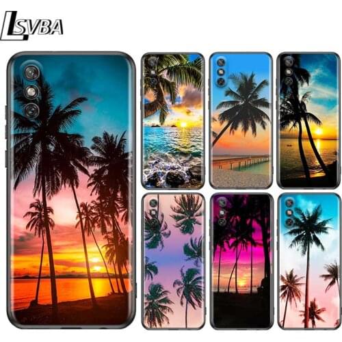Palm Tree Sunshine for Huawei Y9A Y9S Y9 Y8S Y8P Y7P Y7 Y6 Y5P Y5 Lite Pro Prime 2020 2019 2018 2017 Black Phone Case
