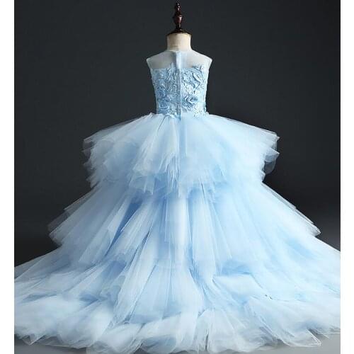 Baby Girls Wedding Party Dress Beads Butterfly Layered Tulle Christening Gown Infant Newborn Princess Birthday Baptism Dress