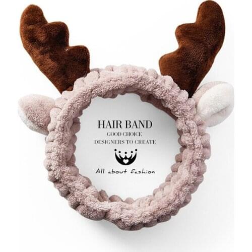 Washing Face Hair Bands Cat Ears Plush Headbands Cartoon Elk Antler Headbands Cute Animals Headwear Hair Accessories Female