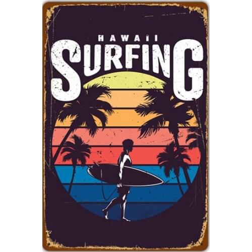 Cool Hawaii Surfing Counting Retro Metal Tin Sign Plaque Poster Wall Decor Art Shabby Chic Gift