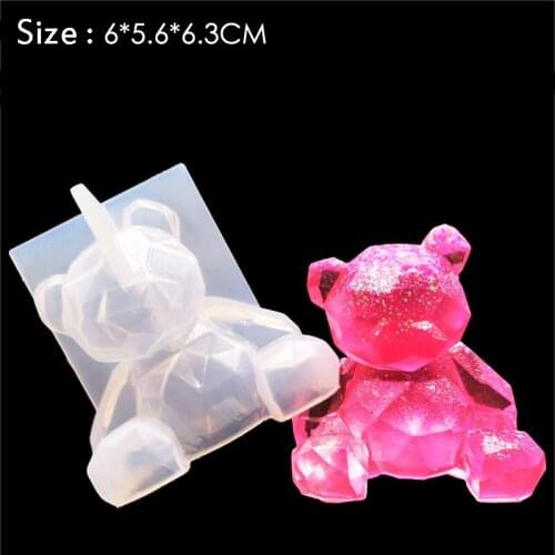 QIAOQIAO DIY Geometric bear silicone mold DIY stereo mirror mold mousse ornaments ornament mold