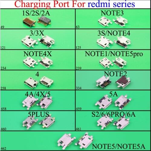 Micro USB Jack Socket Connector Port for Xiaomi Redmi 1s 2s 2A 3 3X 4A 5 Charging Plug for Hongmi note 1 2 3 4 4X 5PRO 5A 5