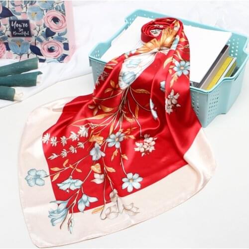 90*90cm Silk butterfly Scarves Women Foulard Square Head Hijab Scarf Ladies Satiny Shawl wrap muffler pareo female hijab poncho