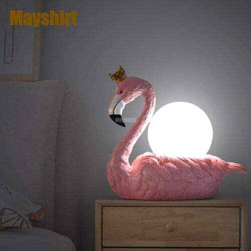 Modern Pink Flamingo Bedroom Table Lamp Home Deco Living Room Girl Room Bedside Desk Lamp Childrens Room Art Deco Light Fixture
