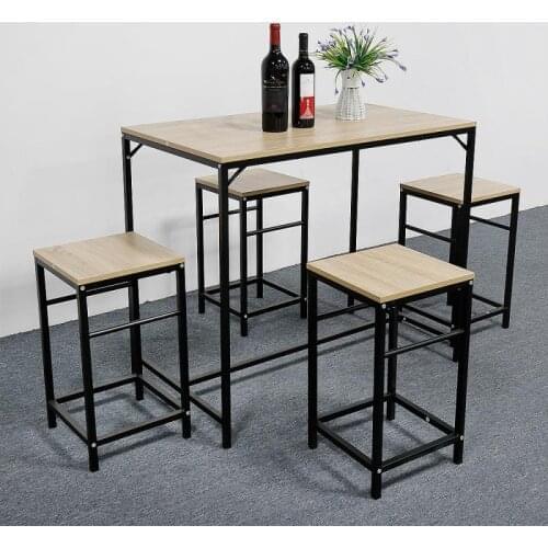 1Set Dining Table Modern Simple Living Room Dinning Table Set Furniture Solid Wood Restaurant Kitchen Table Stools Chair Kit HWC