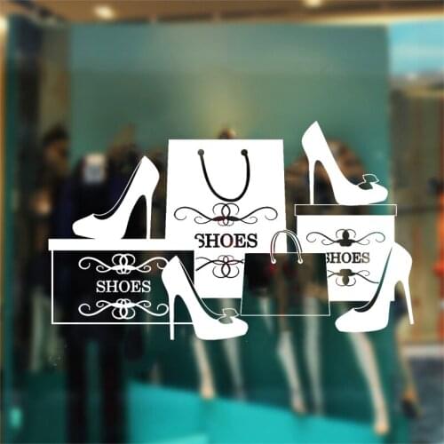 Fashion Shoes Wall Sticker High Heel Shop Decal Stiletto Store Window Decor Mirror Stickers Waterproof Removable