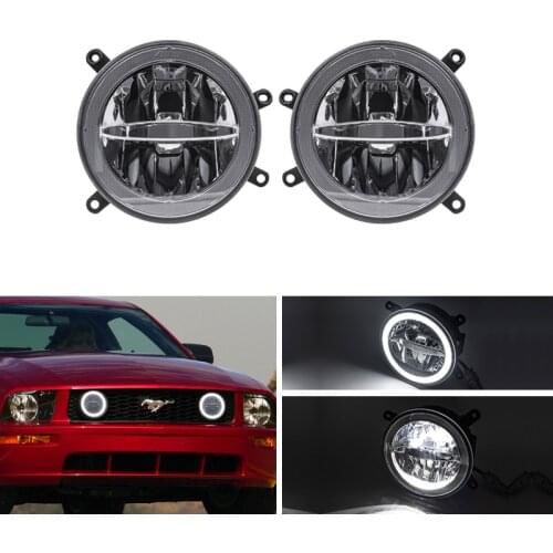 Fit For Ford Mustang GT 05-09 Center Hood Grille Led Driving Fog Lights W/ DRL Halo Daylights Car-Styling
