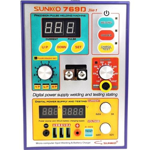SUNKKO769D battery spot welder 18650 lithium battery assembly soldering tin battery charging test all-in-one machine