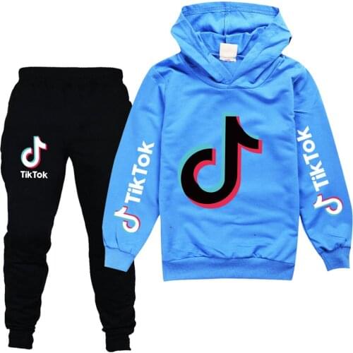 TIK TOK Boys Hoodie Boys and Girls Long Sleeve Hooded Sweatshirt + Pants Childrens Hoodie Set