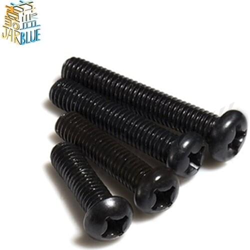50pcs Cross Recessed Pan Head Screw M1.2 M1.4 M1.6 M1.7 M2 M2.5 M3 M4 Carbon Steel Black Phillips Machine Screw GB818