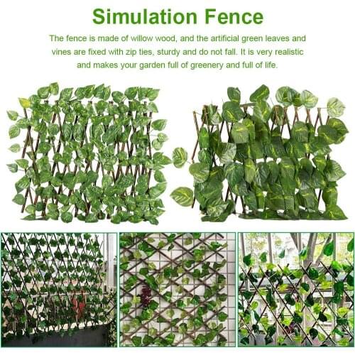 Retractable Artificial Garden Fence Expandable Faux Ivy Privacy Fence Wood Vines Climbing Frame Gardening Plant Home Decorations