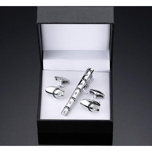 The high-end brand Cufflinks Tie Clip Mens Suit shirt Cufflinks tie clip Silvery Crystal cufflinks, classic high-end gift set