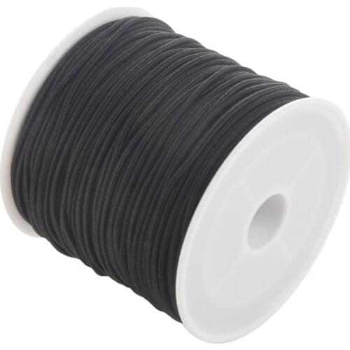1 Roll 24m Long Black Round Elastic Beading Thread Cord 1mm