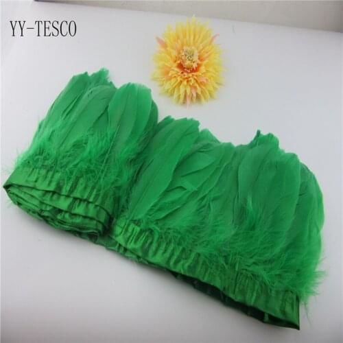 10 yards Grass green Goose Feather Trims Dyed Goose Feather Ribbons 15-20cm Duck Feather Fringes for Carnival Ornaments