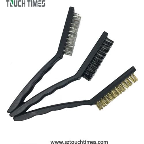 3pcs/set Mini Wire Brush Set Brass Nylon Stainless Steel Bristle Cleaning Tool Home Kitchen Cleaning Brush