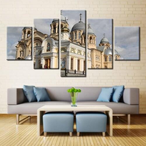 5 Piece Canvas Wall Art Painting Architectural landscape Irregular Picture Unframed Artworks Posters and Prints Good Art