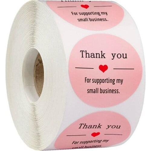 500 pcs Pink Business Label Stickers Round Paper Cute Thank You Stickers for Baking Packaging Seal Labels Stationery Stickers