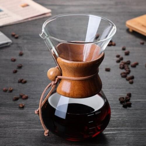600ml/21 oz Pour Over Coffee Maker Manual Coffee Dripper with Wooden Handle Coffee Making Tools
