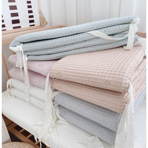 Baby Bed Bumpers Cotton Newborns Crib Thicken One-piece Protector Cushion Washable Bed Hanging Bag Cot Pillows Kids Room Decor