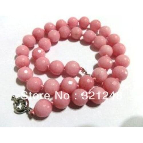 Free shopping New 2014 DIY HOT! Perfect 10 mm Faceted pink necklace 18 " MY1410