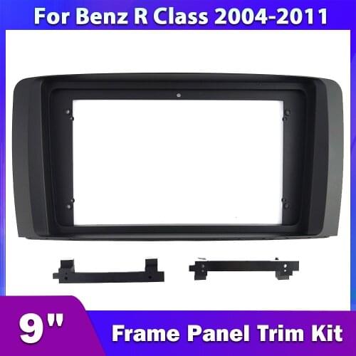 CarBar 9" Double Two 2 Din Car Radio Fascia For Benz R Clas 2004-2011 Dash Dashboard Frame Panel Trim Kit Stereo