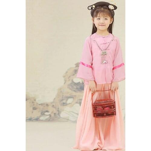 Childrens Day Little Girl Pink Princess Costume Hanfu Stage Performance Costume Photography Costume