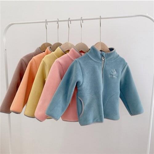 Kids Velvet Coats Autumn Winter Casual Solid Plus Velvet Thicken Zipper Jackets for Boys Girls Baby Clothes Toddler Warm Outwear