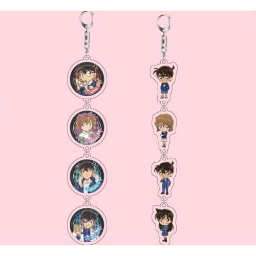Detective Conan Long Acrylic Case Closed Cute Anime Keychain For Bag Car Male Female Women Men Key Ring Love Drop Shipping