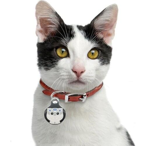Cute Cartoon Metal Pet Tag Enameled Cat Engravable Dog ID Tag Cat Name Tag with Lobster Clasp Dog Collar Accessories