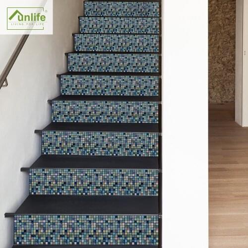 Funlife® 7pcs Peel and Stick Easy to Clean Stair Stickers Waterproof Bathroom Stairway Ground Stickers Anti-slip Floor Stickers
