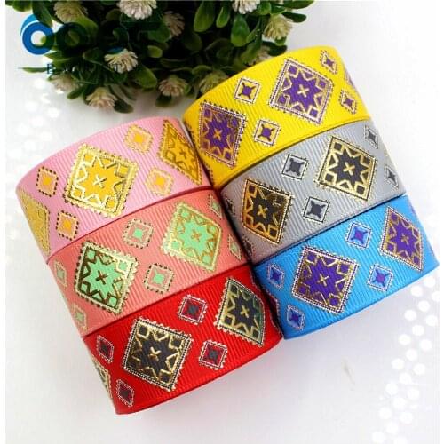 OOOT BAORJCT 177017,22mm 10yard Geometric Ribbons Thermal transfer Printed grosgrain Wedding Accessories DIY handmade material