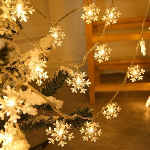 Led Holiday Snowflake Snow Garlands Viner Waterfall Fairy String Light Battery Powered 3/6/10M Decoration Christmas New Year