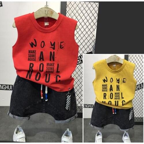 2020 2pcs Summer Baby Boy Children Causal Letter Printing Suit T-shirt + Shorts Boys Clothes Kids Clothes sets 2-7